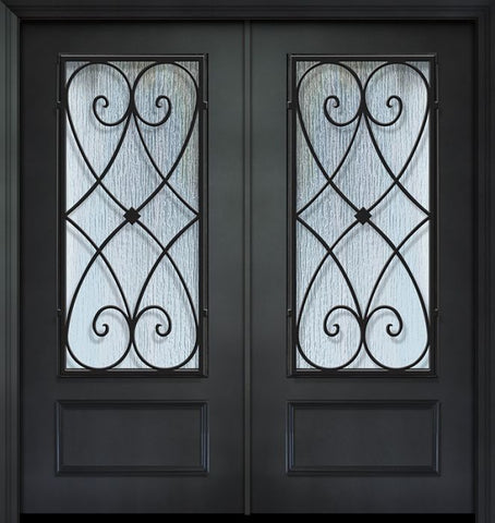 WDMA 64x80 Door (5ft4in by 6ft8in) Exterior 80in ThermaPlus Steel Charleston 1 Panel 3/4 Lite Double Door 1