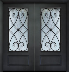 WDMA 64x80 Door (5ft4in by 6ft8in) Exterior 80in ThermaPlus Steel Charleston 1 Panel 3/4 Lite Double Door 1