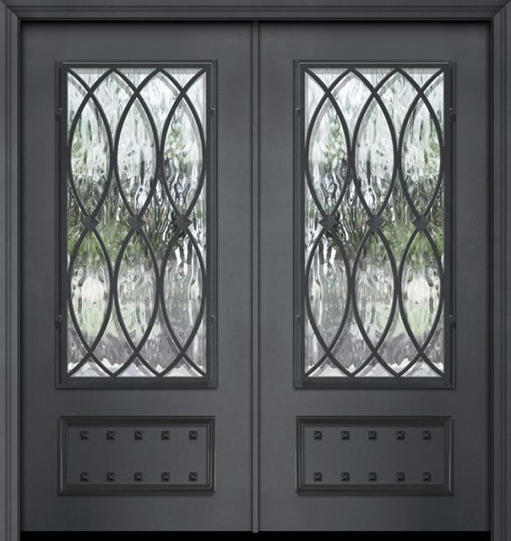 WDMA 64x80 Door (5ft4in by 6ft8in) Exterior 80in ThermaPlus Steel La Salle 1 Panel 3/4 Lite Double Door 1