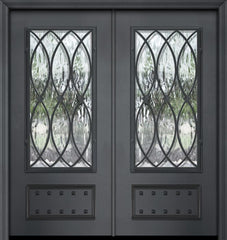 WDMA 64x80 Door (5ft4in by 6ft8in) Exterior 80in ThermaPlus Steel La Salle 1 Panel 3/4 Lite Double Door 1