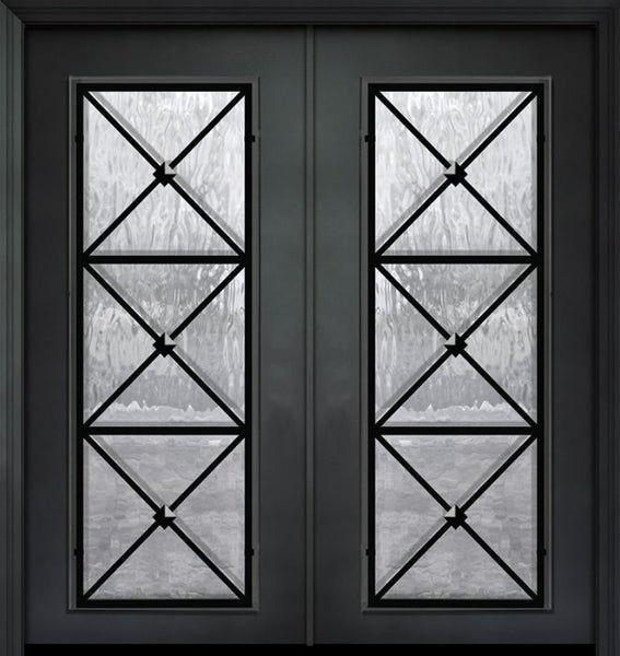 WDMA 64x80 Door (5ft4in by 6ft8in) Exterior 80in ThermaPlus Steel Republic 1 Panel Full Lite Double Door 1