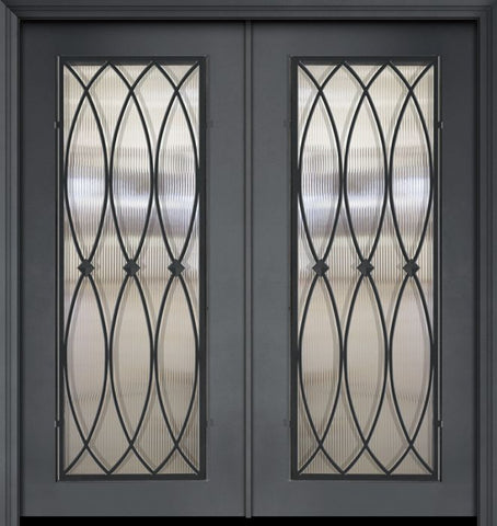 WDMA 64x80 Door (5ft4in by 6ft8in) Exterior 80in ThermaPlus Steel La Salle 1 Panel Full Lite Double Door 1