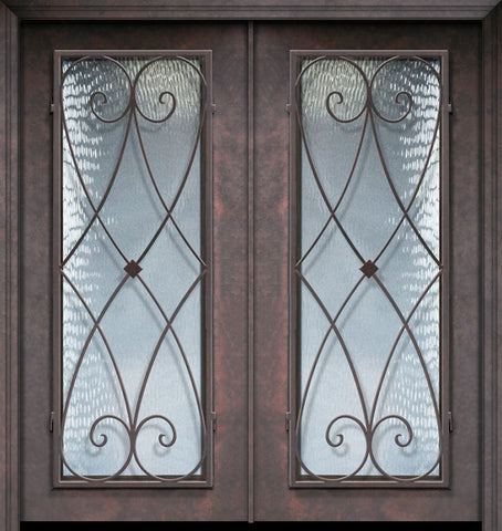 WDMA 64x80 Door (5ft4in by 6ft8in) Exterior 80in ThermaPlus Steel Charleston 1 Panel Full Lite Double Door 1