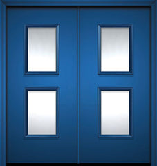 WDMA 64x80 Door (5ft4in by 6ft8in) Exterior 80in ThermaPlus Steel Newport Contemporary Double Door w/Textured Glass 1