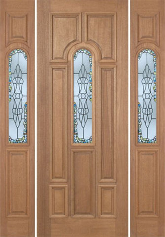 WDMA 64x96 Door (5ft4in by 8ft) Exterior Mahogany Revis Single Door/2side w/ Tiffany Glass - 8ft Tall 1