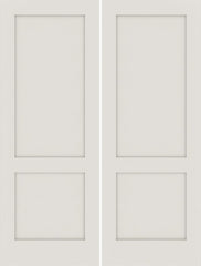 WDMA 64x96 Door (5ft4in by 8ft) Interior Swing Smooth 96in 20 min Fire Rated Primed 2 Panel Shaker Double Door|1-3/4in Thick 1