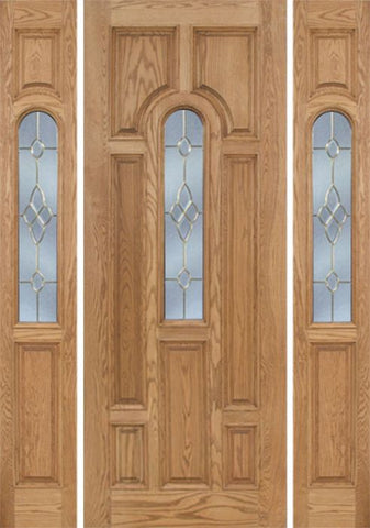 WDMA 64x96 Door (5ft4in by 8ft) Exterior Oak Carrick Single Door/2side w/ C Glass - 8ft Tall 1