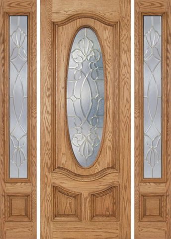 WDMA 64x96 Door (5ft4in by 8ft) Exterior Oak Dally Single Door/2side w/ CO Glass - 8ft Tall 1