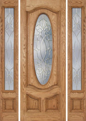 WDMA 64x96 Door (5ft4in by 8ft) Exterior Oak Dally Single Door/2side w/ CO Glass - 8ft Tall 1
