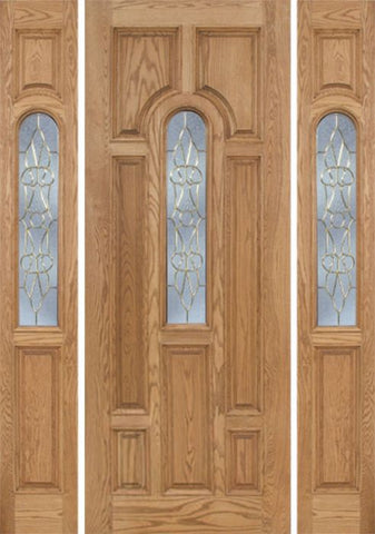 WDMA 64x96 Door (5ft4in by 8ft) Exterior Oak Carrick Single Door/2side w/ OL Glass - 8ft Tall 1
