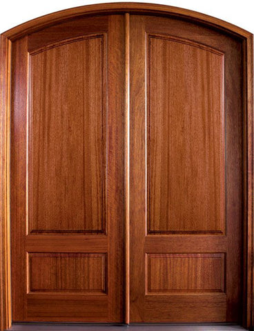 WDMA 64x96 Door (5ft4in by 8ft) Exterior Swing Mahogany Tiffany Solid Panel Double Door/Arch Top 1