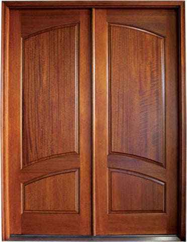 WDMA 64x96 Door (5ft4in by 8ft) Exterior Swing Mahogany Aberdeen Solid Panel Double Door 1