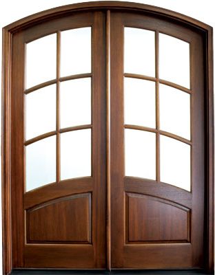 WDMA 64x96 Door (5ft4in by 8ft) Exterior Swing Mahogany Aberdeen TDL 6 Lite Double Door/Arch Top 1