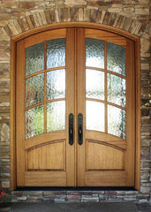 WDMA 64x96 Door (5ft4in by 8ft) Exterior Swing Mahogany Aberdeen TDL 6 Lite Double Door/Arch Top 2