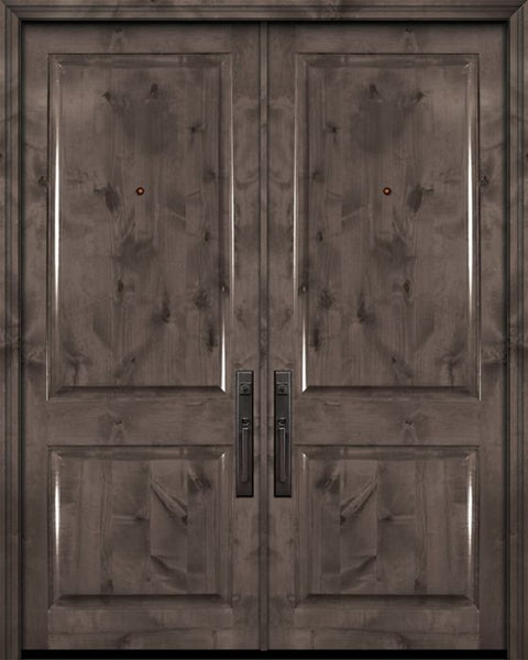 WDMA 64x96 Door (5ft4in by 8ft) Exterior Knotty Alder 96in Double 2 Panel Estancia Alder Door 1