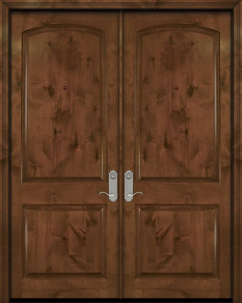 WDMA 64x96 Door (5ft4in by 8ft) Exterior Knotty Alder 96in Double Arch 2 Panel Estancia Alder Door 1