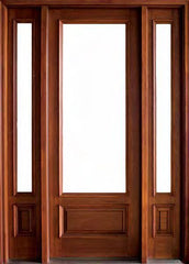 WDMA 64x96 Door (5ft4in by 8ft) Patio Swing Mahogany Wakefield 1 Lite Single Door/2Sidelight 1