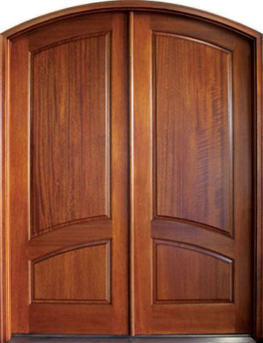 WDMA 64x96 Door (5ft4in by 8ft) Exterior Swing Mahogany Aberdeen Solid Panel Double Door/Arch Top 1