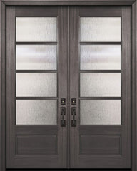 WDMA 64x96 Door (5ft4in by 8ft) Exterior Mahogany 96in Double 3/4 Lite 4 Lite Horizontal SDL DoorCraft Door 1