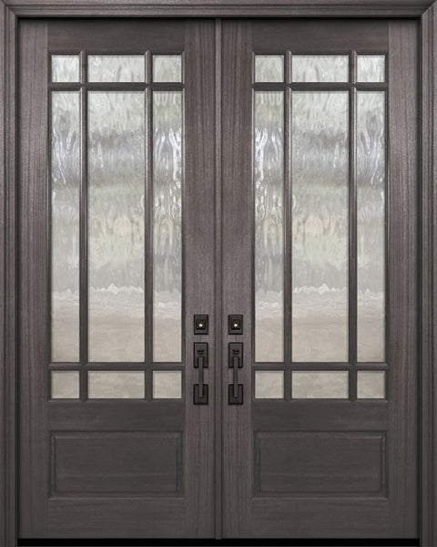 WDMA 64x96 Door (5ft4in by 8ft) Exterior Mahogany 96in Double 3/4 Lite Marginal 9 Lite SDL DoorCraft Door 1