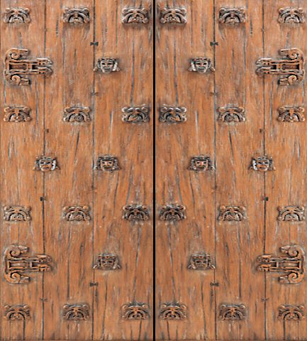 WDMA 64x96 Door (5ft4in by 8ft) Exterior Mahogany Inca Motifs Hand Carved Double Door in Solid  1