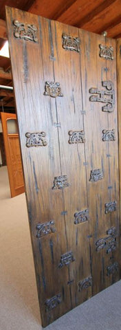 WDMA 64x96 Door (5ft4in by 8ft) Exterior Mahogany Inca Motifs Hand Carved Double Door in Solid  3