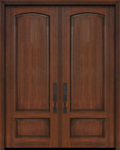 WDMA 64x96 Door (5ft4in by 8ft) Exterior Cherry 96in Double 2 Panel Arch or Knotty Alder Door 1