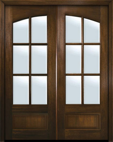 WDMA 64x96 Door (5ft4in by 8ft) Exterior Mahogany 96in Double Square Top Arch Lite 6 Lite TDL DoorCraft Door w/Bevel IG 1