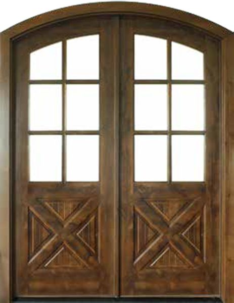 WDMA 64x96 Door (5ft4in by 8ft) Exterior Swing Knotty Alder Havasu Double Door/Arch Top 1