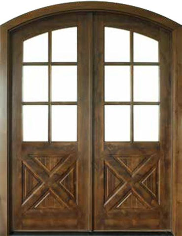 WDMA 64x96 Door (5ft4in by 8ft) Exterior Swing Knotty Alder Havasu Double Door/Arch Top 1