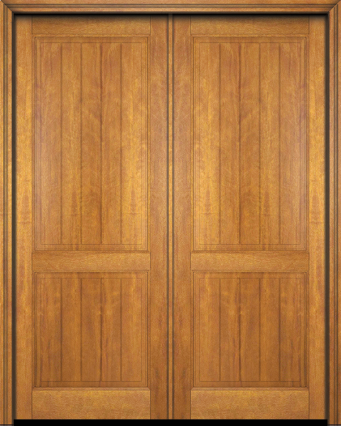 WDMA 64x96 Door (5ft4in by 8ft) Interior Swing Mahogany 2 Panel V-Grooved Plank Rustic-Old World Exterior or Double Door 1