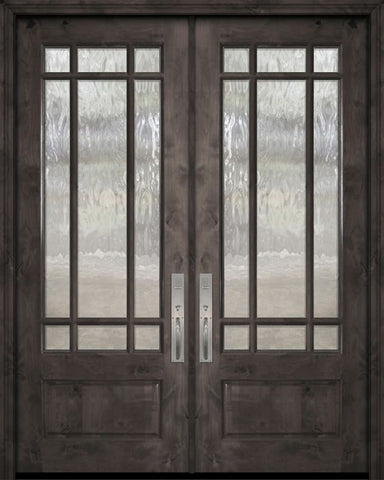 WDMA 64x96 Door (5ft4in by 8ft) Exterior Knotty Alder 96in Double 3/4 Lite Marginal 9 Lite SDL Estancia Alder Door 1