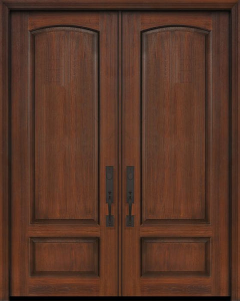 WDMA 64x96 Door (5ft4in by 8ft) Exterior Cherry IMPACT | 96in Double 2 Panel Arch or Knotty Alder Door 1
