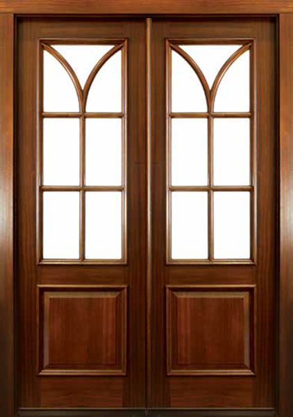 WDMA 64x96 Door (5ft4in by 8ft) Exterior Swing Mahogany Seville Double Door Renaissance 1