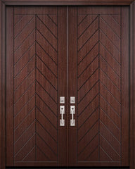 WDMA 64x96 Door (5ft4in by 8ft) Exterior Mahogany 96in Double Chevron Contemporary Door 1