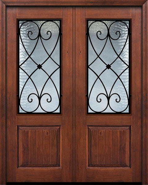 WDMA 64x96 Door (5ft4in by 8ft) Exterior Knotty Alder IMPACT | 96in Double 1 Panel 2/3 Lite Charleston Door 1