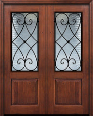 WDMA 64x96 Door (5ft4in by 8ft) Exterior Knotty Alder IMPACT | 96in Double 1 Panel 2/3 Lite Charleston Door 1