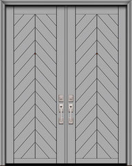 WDMA 64x96 Door (5ft4in by 8ft) Exterior Smooth 96in Double Chevron Solid Contemporary Door 1