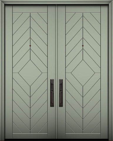 WDMA 64x96 Door (5ft4in by 8ft) Exterior Smooth 96in Double Lynnwood Solid Contemporary Door 1