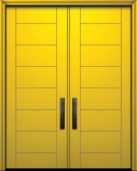WDMA 64x96 Door (5ft4in by 8ft) Exterior Smooth 96in Double Brentwood Solid Contemporary Door 1