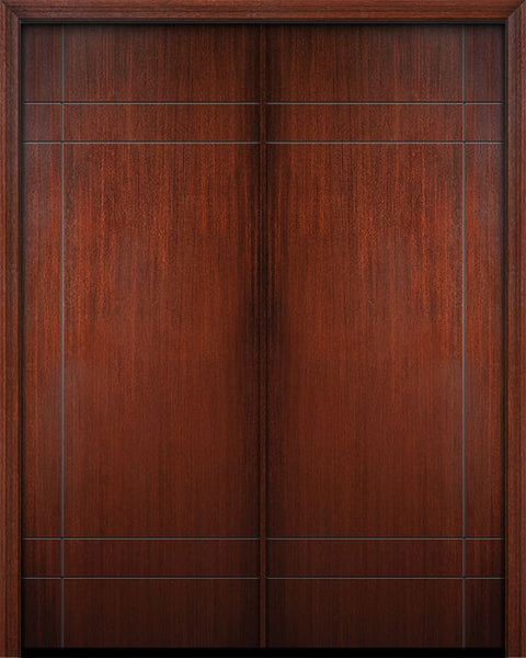 WDMA 64x96 Door (5ft4in by 8ft) Exterior Mahogany 96in Double Inglewood Solid Contemporary Door 1