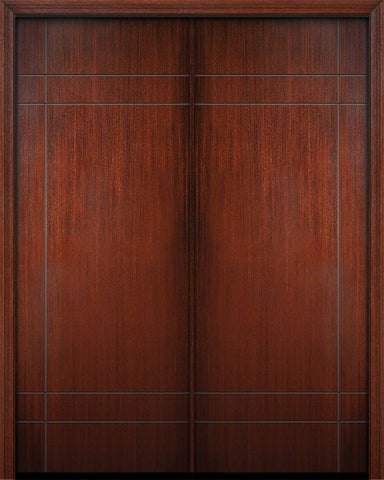 WDMA 64x96 Door (5ft4in by 8ft) Exterior Mahogany 96in Double Inglewood Solid Contemporary Door 1