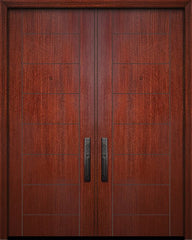 WDMA 64x96 Door (5ft4in by 8ft) Exterior Mahogany 96in Double Brentwood Solid Contemporary Door 1