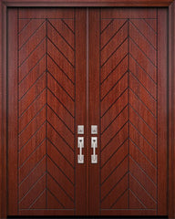 WDMA 64x96 Door (5ft4in by 8ft) Exterior Mahogany IMPACT | 96in Double Chevron Solid Contemporary Door 1