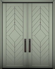 WDMA 64x96 Door (5ft4in by 8ft) Exterior Smooth IMPACT | 96in Double Lynnwood Solid Contemporary Door 1