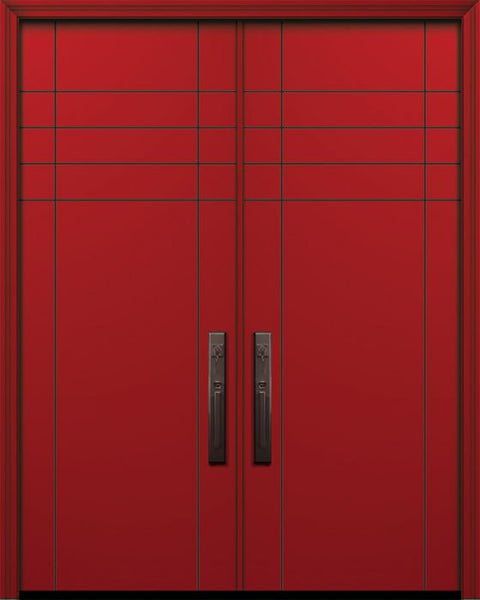 WDMA 64x96 Door (5ft4in by 8ft) Exterior Smooth IMPACT | 96in Double Fleetwood Solid Contemporary Door 1
