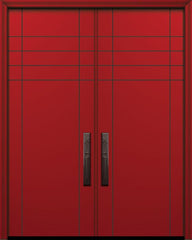 WDMA 64x96 Door (5ft4in by 8ft) Exterior Smooth IMPACT | 96in Double Fleetwood Solid Contemporary Door 1