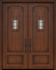 WDMA 64x96 Door (5ft4in by 8ft) Exterior Cherry IMPACT | 96in Double 2 Panel Arch or Knotty Alder Door with Speakeasy 1