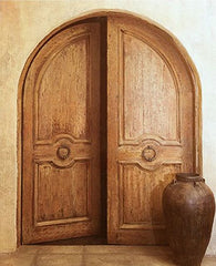 WDMA 64x96 Door (5ft4in by 8ft) Exterior Mahogany Round Top Double Door with Hand Carved Panels 1