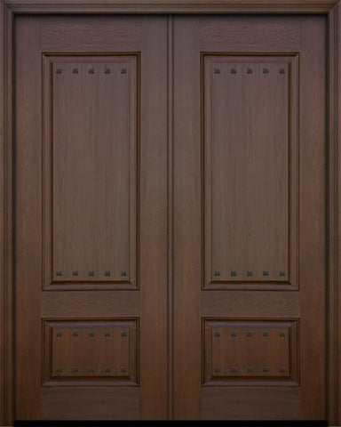 WDMA 64x96 Door (5ft4in by 8ft) Exterior Mahogany 96in Double 2 Panel Square Door with Clavos 1